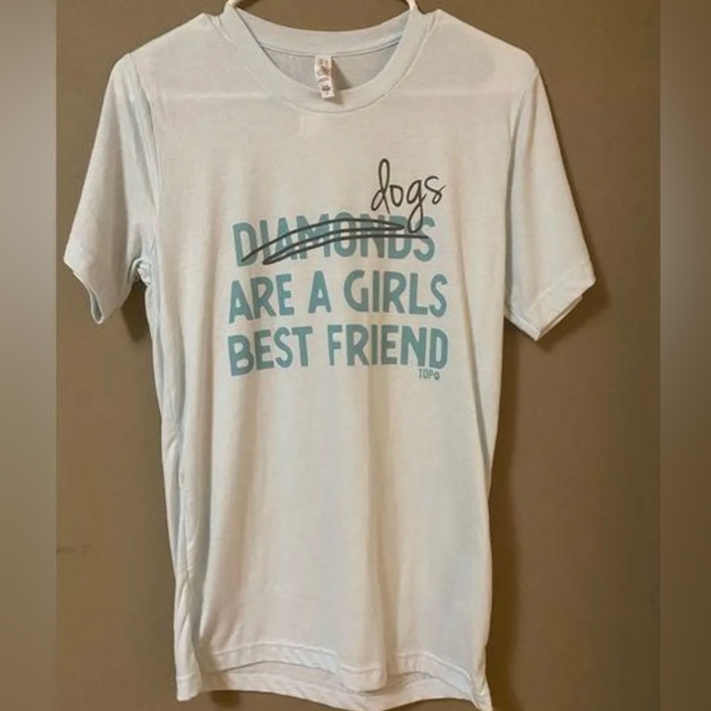 Bella Canvas Dogs Are A Girls Best Friend Short Sleeve Tee Blue XL NWT